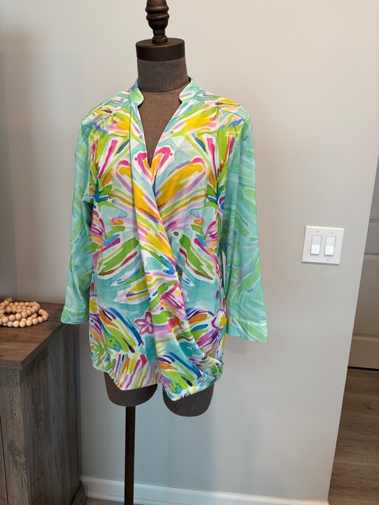 Trisha Tyler Tops - Trisha Tyler Women's Green Tie-Dye Blouse - L